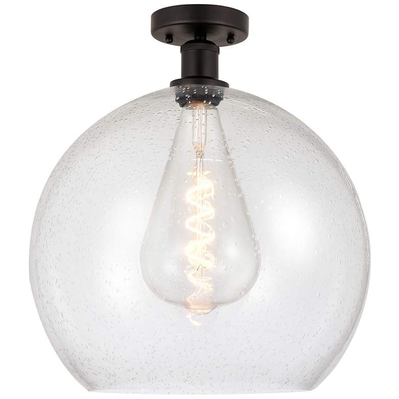 Image 1 Edison Athens 14" Semi-Flush Mount - Oil Rubbed Bronze - Seedy Shade