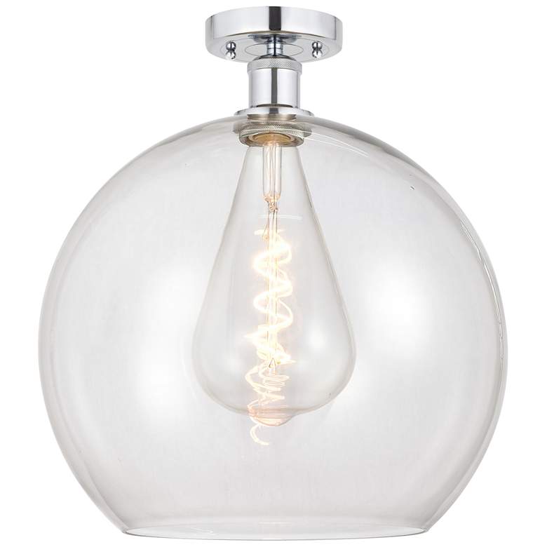 Image 1 Edison Athens 14" Semi-Flush Mount - Polished Chrome - Clear Shade