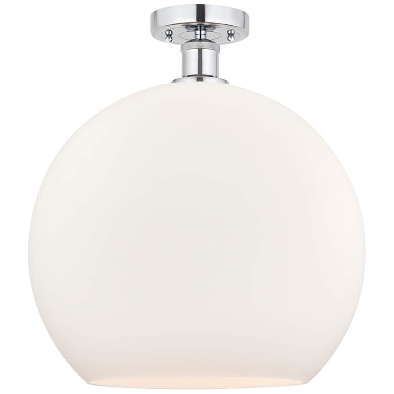 Image 1 Edison Athens 14" Semi-Flush Mount - Polished Chrome - Matte White Sh