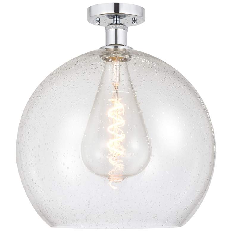 Image 1 Edison Athens  14" Semi-Flush Mount - Polished Chrome - Seedy Shade