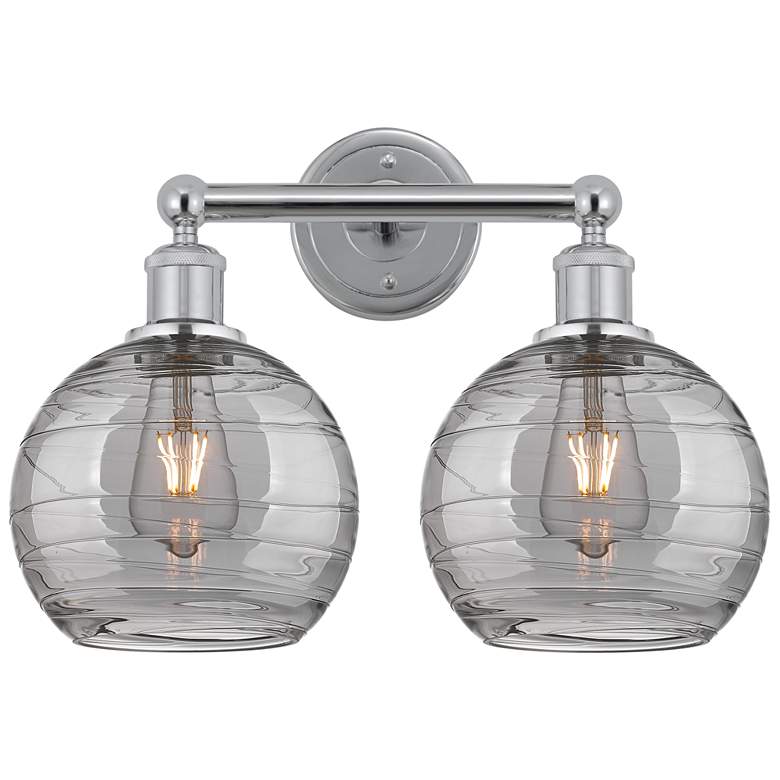 Image 1 Edison Athens 17"W 2 Light Chrome Bath Light w/ Smoke Swirl Shade