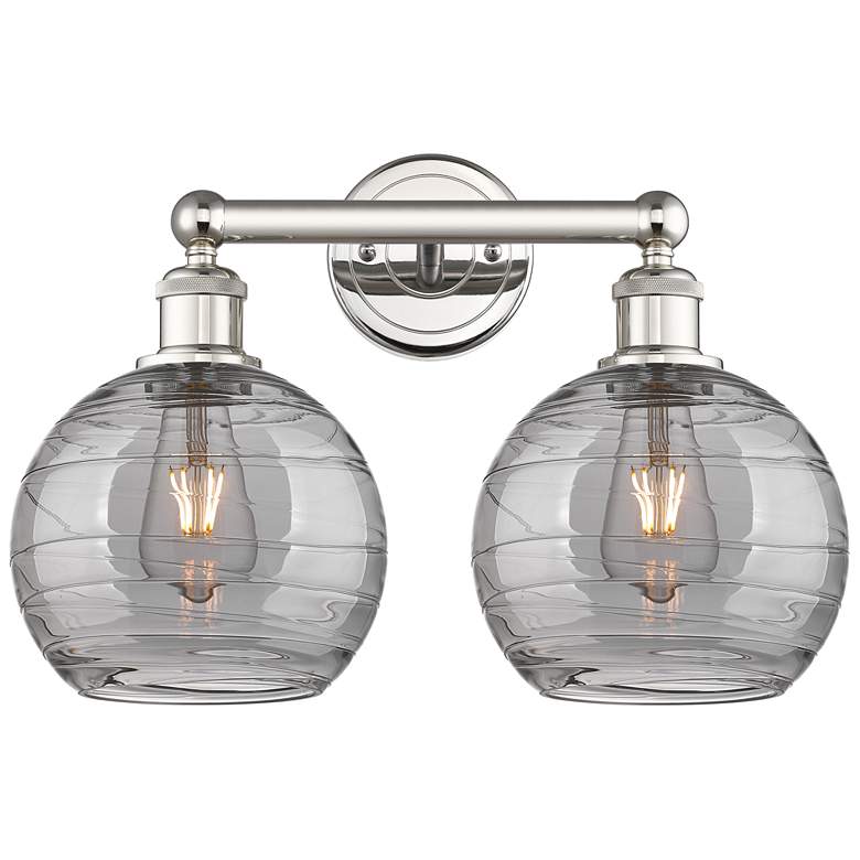 Image 1 Edison Athens 17"W 2 Light Polished Nickel Bath Light w/ Smoke Swirl S