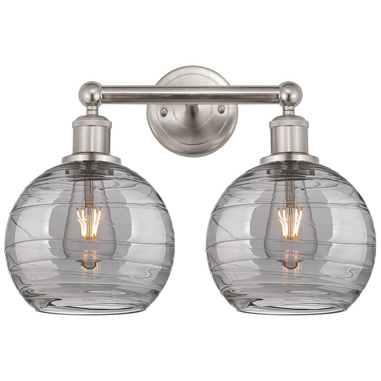 Image 1 Edison Athens 17"W 2 Light Satin Nickel Bath Light w/ Smoke Swirl Shad
