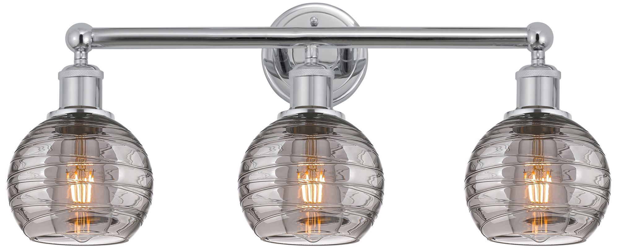 Edison Athens 23.88"W 3 Light Chrome Bath Light w/ Smoke Swirl Shade
