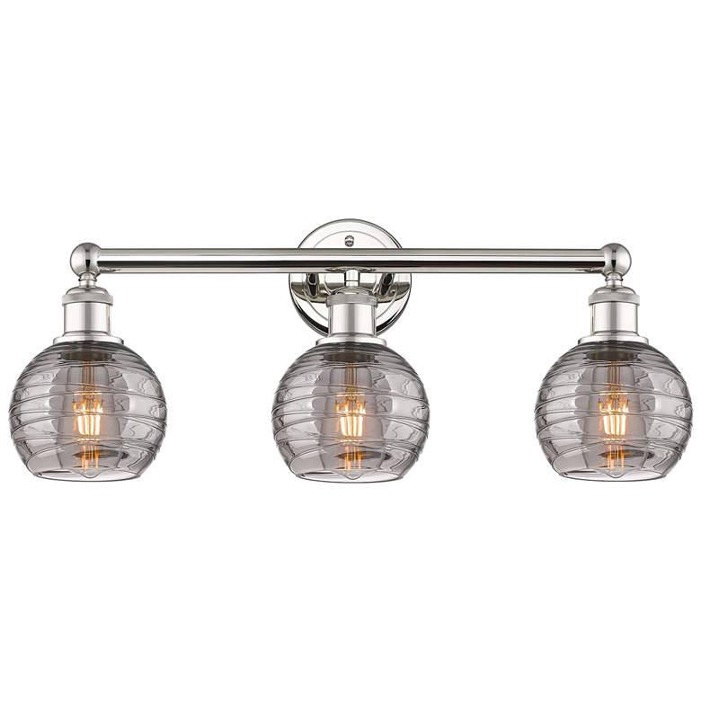 Image 1 Edison Athens 24"W 3 Light Polished Nickel Bath Light w/ Smoke Swirl S