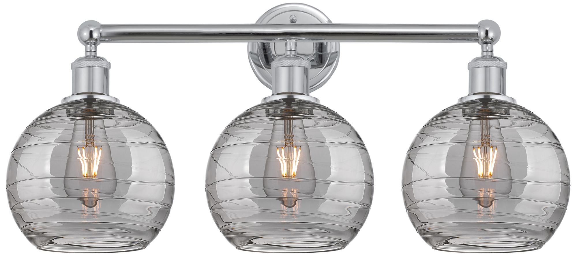 Edison Athens 26"W 3 Light Chrome Bath Light w/ Smoke Swirl Shade