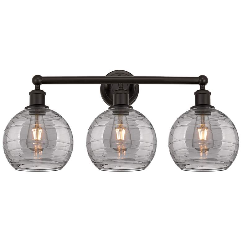 Image 1 Edison Athens 26"W 3 Light Oiled Bronze Bath Light w/ Smoke Swirl Shad
