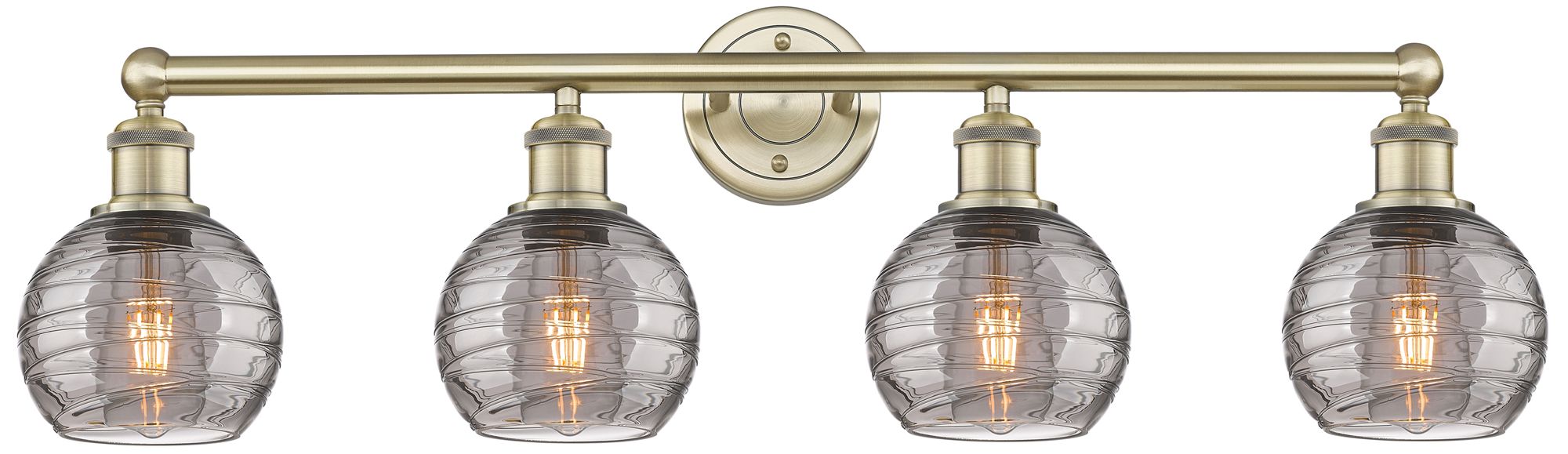 Edison Athens 32.88"W 4 Light Antique Brass Bath Light SmokeSwirlShade