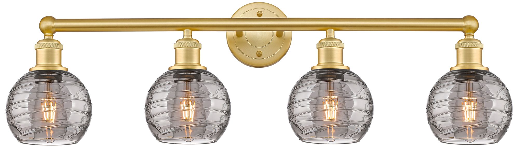 Edison Athens 32.88"W 4-Light Gold Bath Vanity Light w/ Smoke Swirl Sh