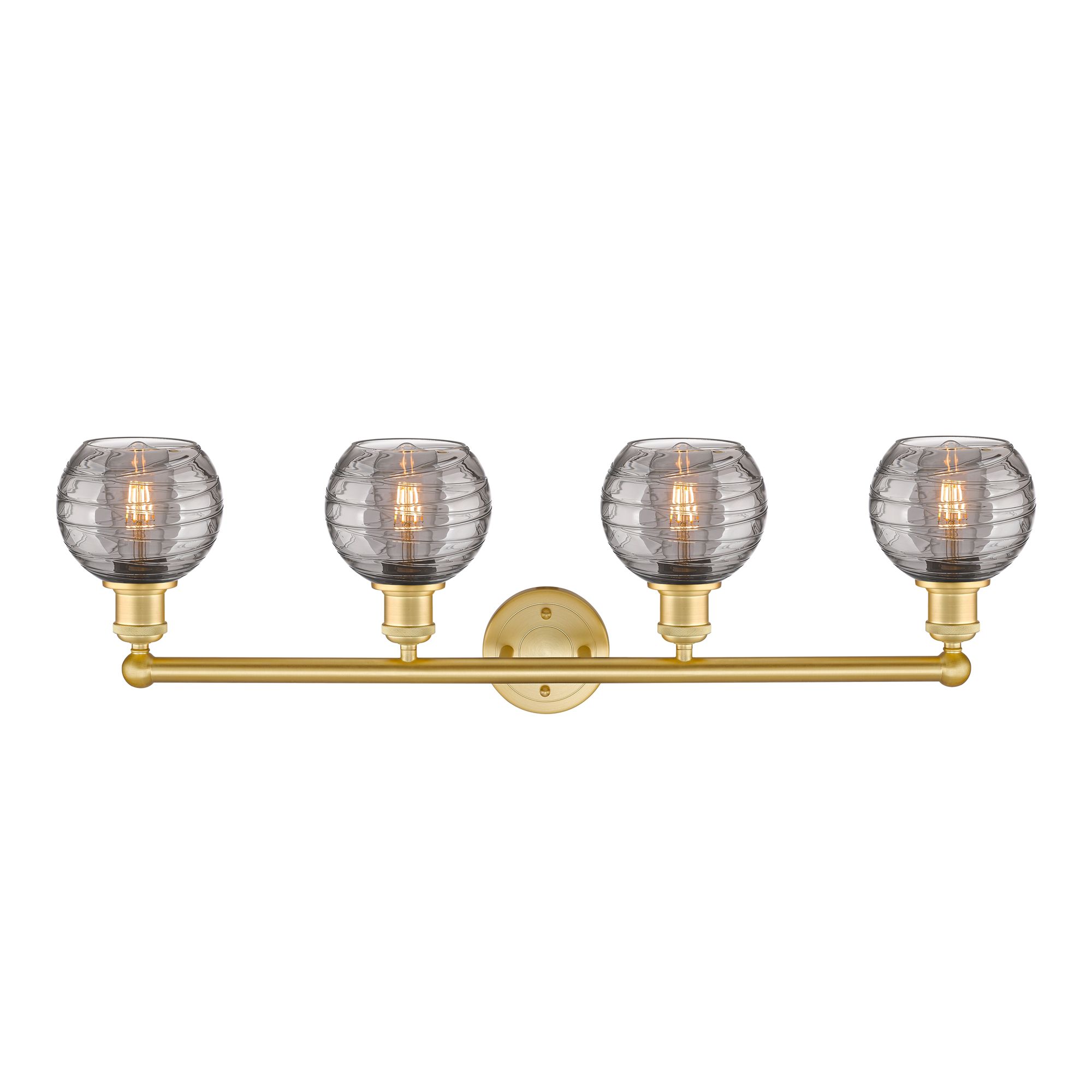 Image 2 Edison Athens 32.88"W 4-Light Gold Bath Vanity Light w/ Smoke Swirl Sh more views