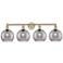 Edison Athens 35"W 4-Light Antique Brass Bath Light w/ Smoke Swirl Sha