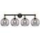 Edison Athens 35"W 4-Light Black Brass Bath Light w/ Smoke Swirl Shade