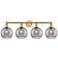 Edison Athens 35"W 4-Light Brushed Brass Bath Light w/ Smoke Swirl Sha