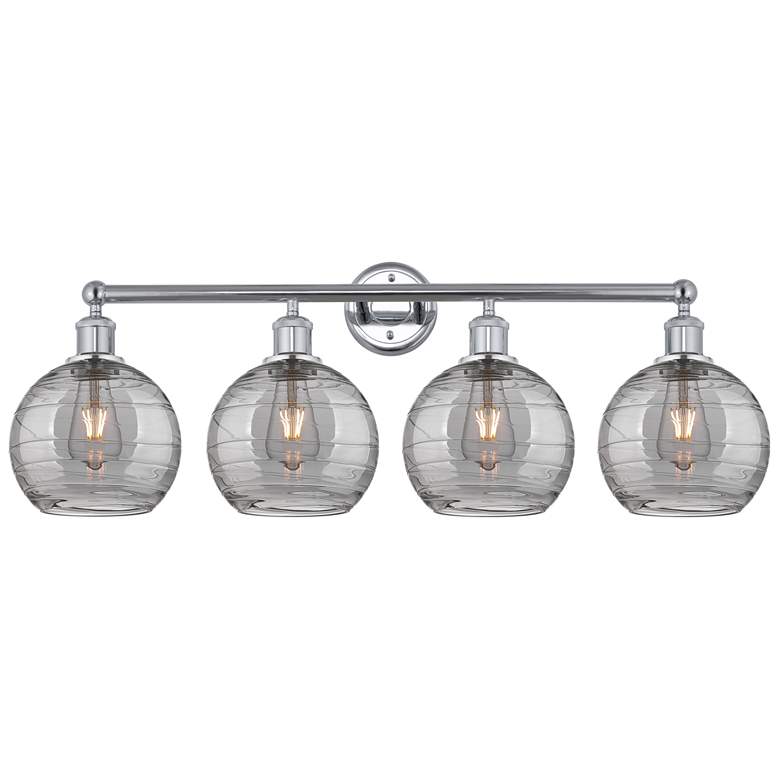 Image 1 Edison Athens 35"W 4-Light Chrome Bath Vanity Light w/ Smoke Swirl Sha