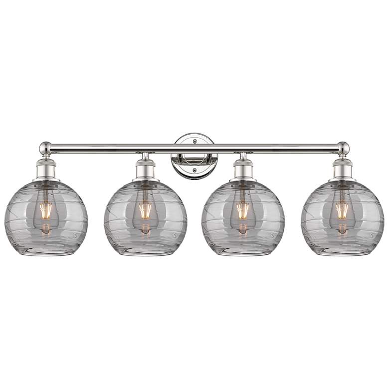 Image 1 Edison Athens 35"W 4-Light Polished Nickel Bath Light w/ Smoke Swirl S