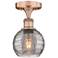Edison Athens 5.88"W Antique Copper Semi-Flush Mount w/ Smoke Swirl Sh