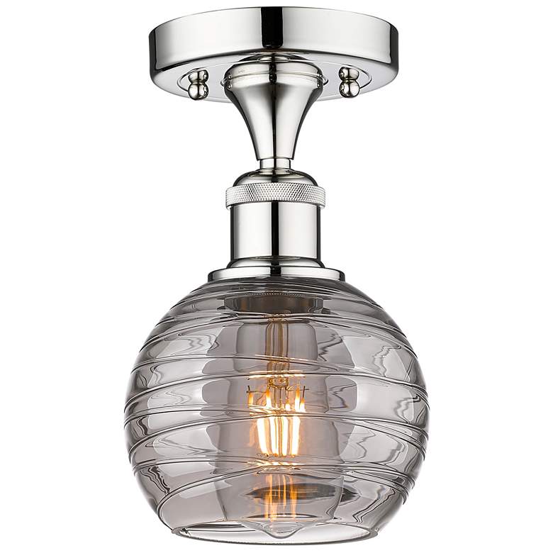 Image 1 Edison Athens 5.88"W Chrome Semi-Flush Mount w/ Smoke Swirl Shade