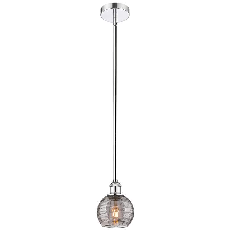 Image 1 Edison Athens 5.88"W Chrome Stemmed Mini Pendant w/ Smoke Swirl Shade