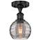 Edison Athens 5.88"W Matte Black Semi-Flush Mount w/ Smoke Swirl Shade