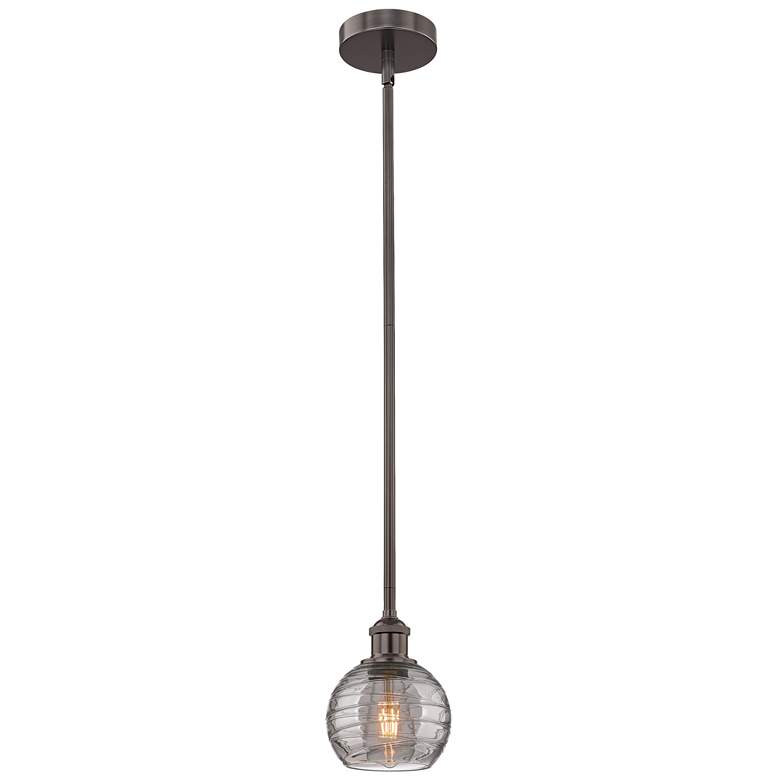 Image 1 Edison Athens 5.88"W Oiled Bronze Stemmed Mini Pendant w/ Smoke Swirl