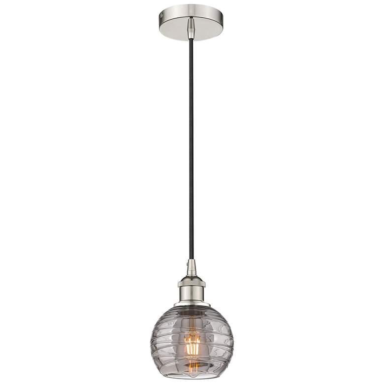 Image 1 Edison Athens 5.88"W Polished Nickel Cord Mini Pendant w/ Smoke Swirl