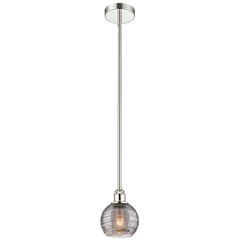 Image 1 Edison Athens 5.88"W Polished Nickel Stem Mini Pendant w/ Smoke Swirl