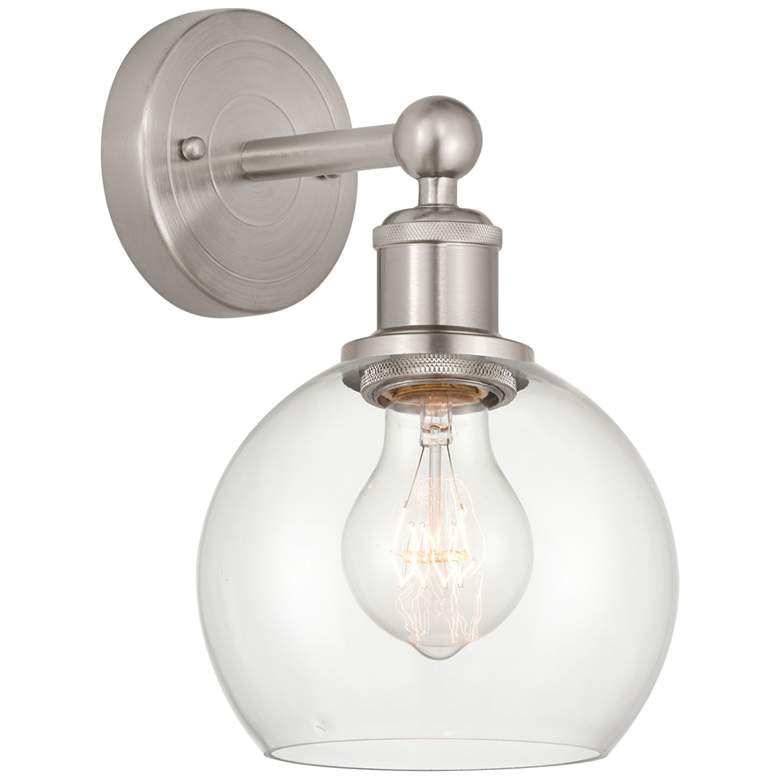 Image 1 Edison Athens 6" Brushed Satin Nickel Sconce w/ Clear Shade