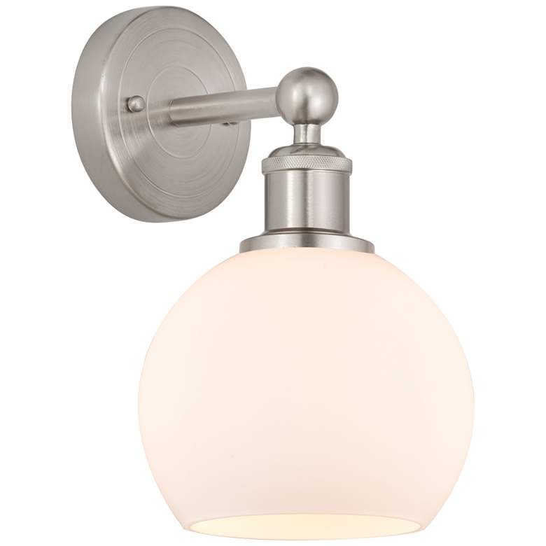 Image 1 Edison Athens 6" Brushed Satin Nickel Sconce w/ Matte White Shade