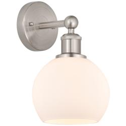 Edison Athens 6" Brushed Satin Nickel Sconce w/ Matte White Shade