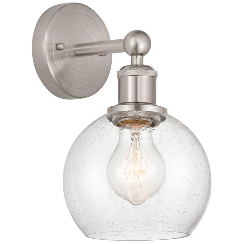 Image 1 Edison Athens 6" Brushed Satin Nickel Sconce w/ Seedy Shade