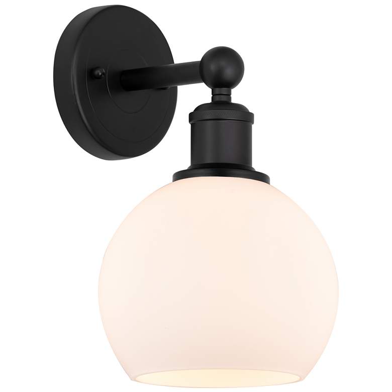Image 1 Edison Athens 6" Matte Black Sconce w/ Matte White Shade