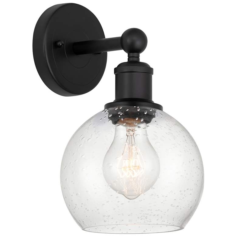 Image 1 Edison Athens 6" Matte Black Sconce w/ Seedy Shade