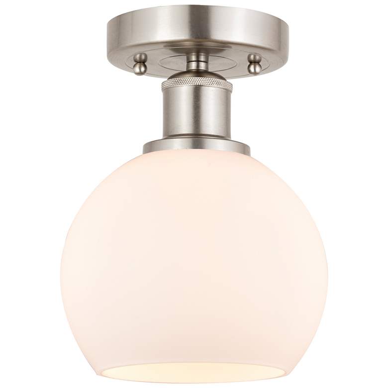 Image 1 Edison Athens 6" Semi-Flush Mount - Brushed Satin Nickel - Matte Whit