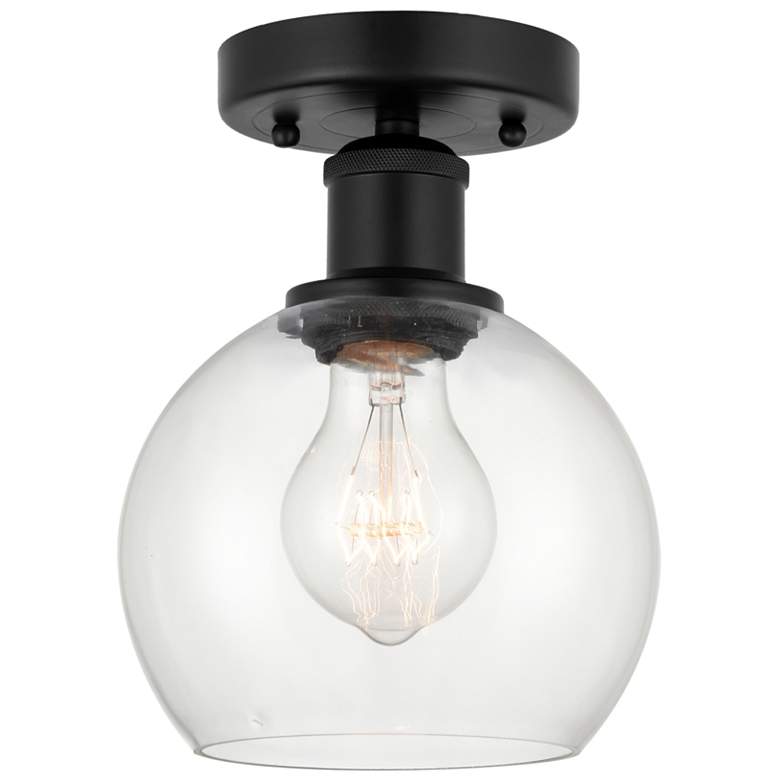 Image 1 Edison Athens 6" Semi-Flush Mount - Matte Black - Clear Shade