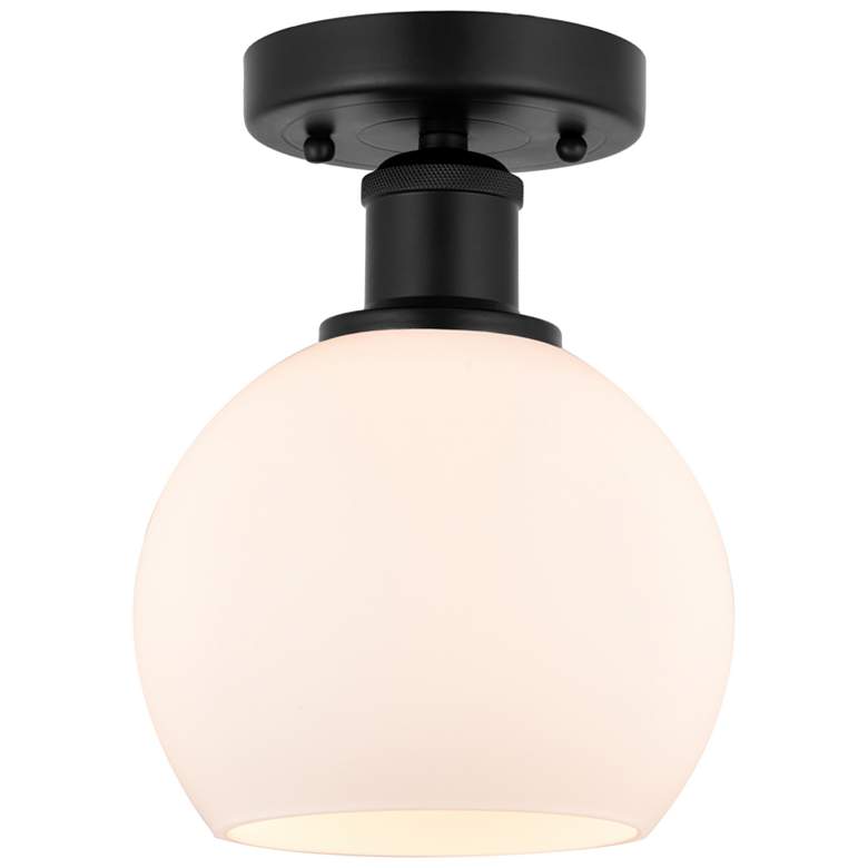 Image 1 Edison Athens 6" Semi-Flush Mount - Matte Black - Matte White Shade