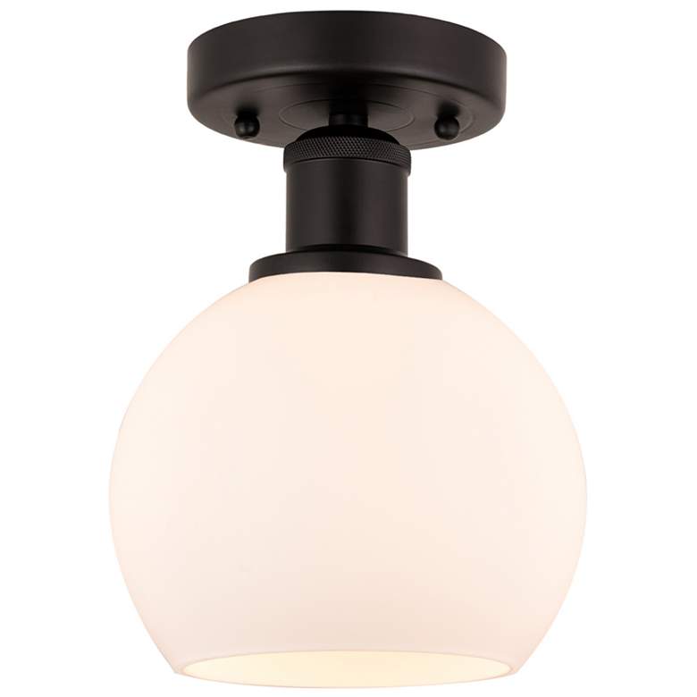 Image 1 Edison Athens 6" Semi-Flush Mount - Oil Rubbed Bronze - Matte White S