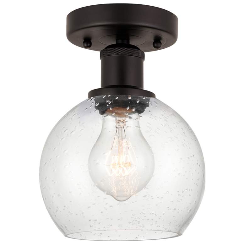 Image 1 Edison Athens 6" Semi-Flush Mount - Oil Rubbed Bronze - Seedy Shade