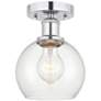 Edison Athens  6" Semi-Flush Mount - Polished Chrome - Clear Shade