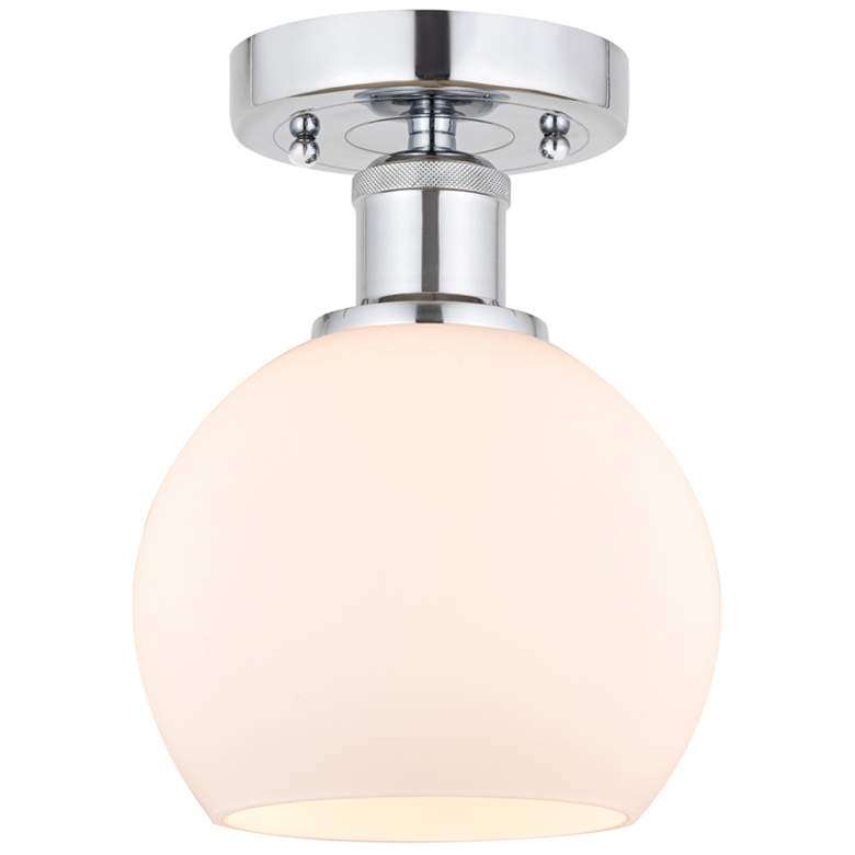 Image 1 Edison Athens 6" Semi-Flush Mount - Polished Chrome - Matte White Sha