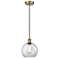 Edison Athens 8" Antique Brass Cord Hung Mini Pendant w/ Clear Shade