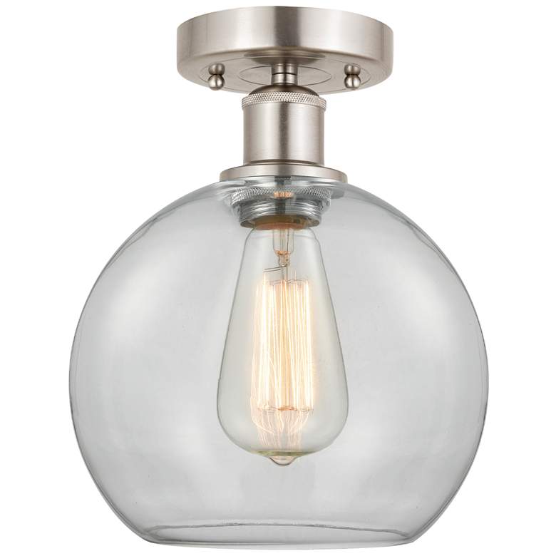 Image 1 Edison Athens 8" Brushed Nickel Semi-Flush w/ Clear Shade