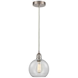 Image1 of Edison Athens 8" Brushed Satin Nickel Cord Hung Mini Pendant w/ Clear