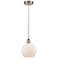 Edison Athens 8" Brushed Satin Nickel Cord Hung Mini Pendant w/ White