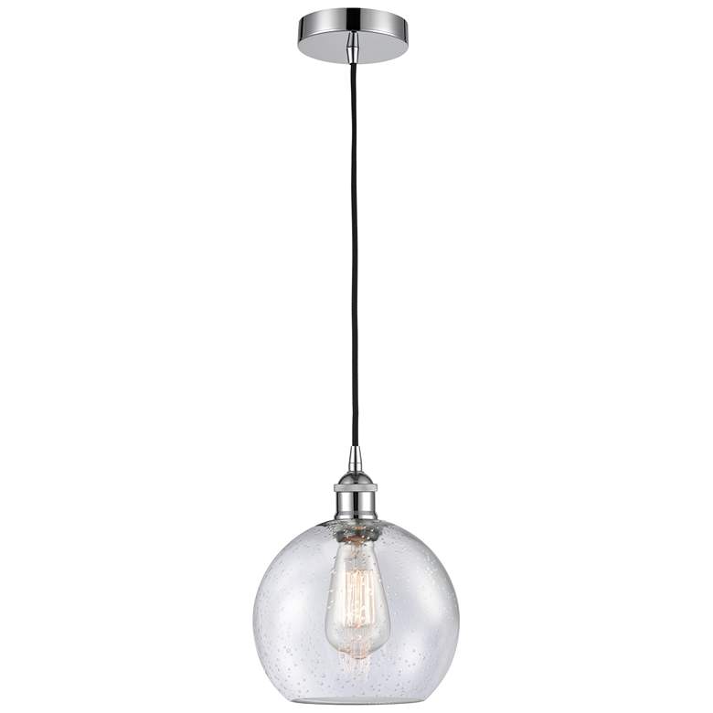 Image 1 Edison Athens 8" Polished Chrome Cord Hung Mini Pendant w/ Seedy Shade