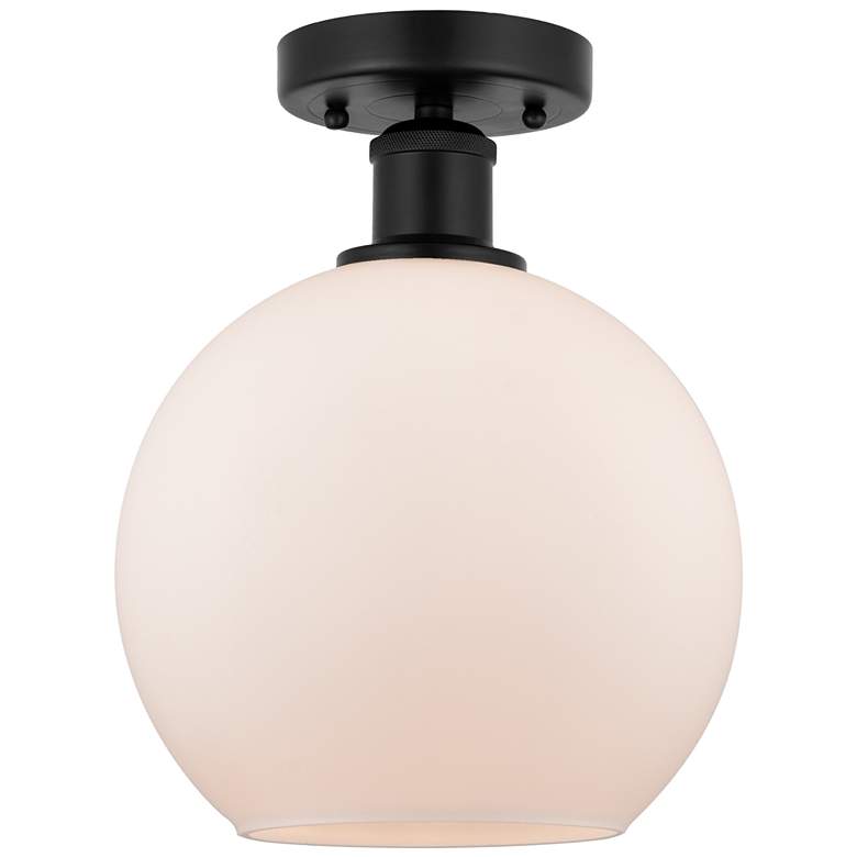 Image 1 Edison Athens 8" Semi-Flush Mount - Matte Black - Matte White Shade