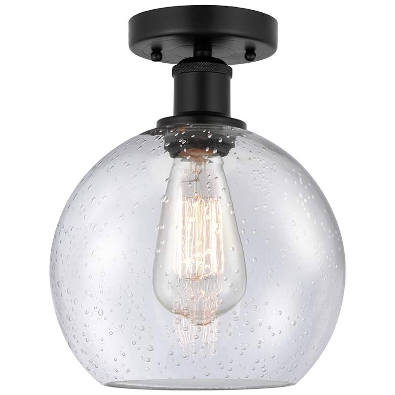 Image 1 Edison Athens 8" Semi-Flush Mount - Matte Black - Seedy Shade