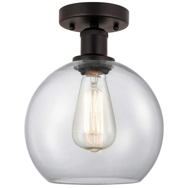 Image 1 Edison Athens 8" Semi-Flush Mount - Oil Rubbed Bronze - Clear Shade