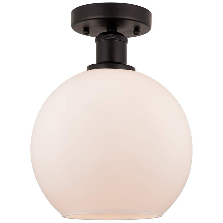Image 1 Edison Athens 8" Semi-Flush Mount - Oil Rubbed Bronze - Matte White S