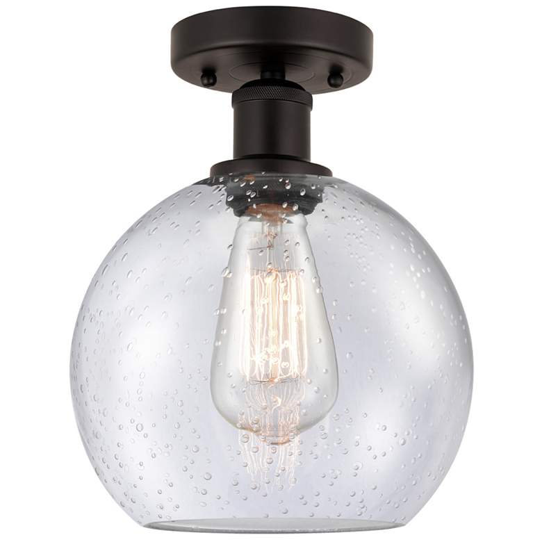 Image 1 Edison Athens 8" Semi-Flush Mount - Oil Rubbed Bronze - Seedy Shade