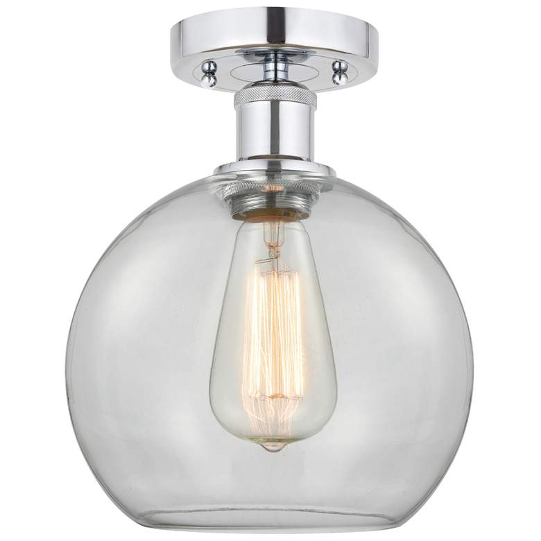 Image 1 Edison Athens 8" Semi-Flush Mount - Polished Chrome - Clear Shade